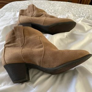 Suede like beige ankle boots 2” heel